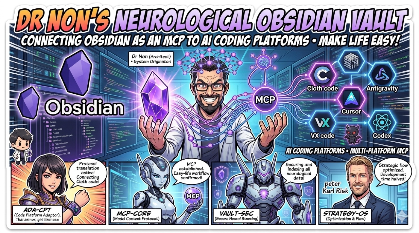 Second Brain OS — Dr Non's Neurological Obsidian Vault connecting to AI coding platforms via MCP