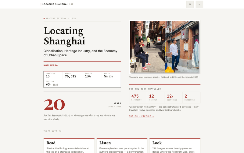 Locating Shanghai — 20 years of fieldwork on globalization, heritage industry, and the economy of urban space